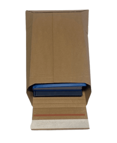 Corrugated cardboard envelopes with box form capabilities